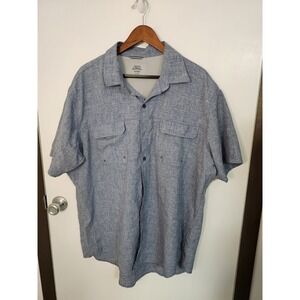 Izod Saltwater Fishing Shirt Mens 2XL Blue Button-up Vented Performance Active‎